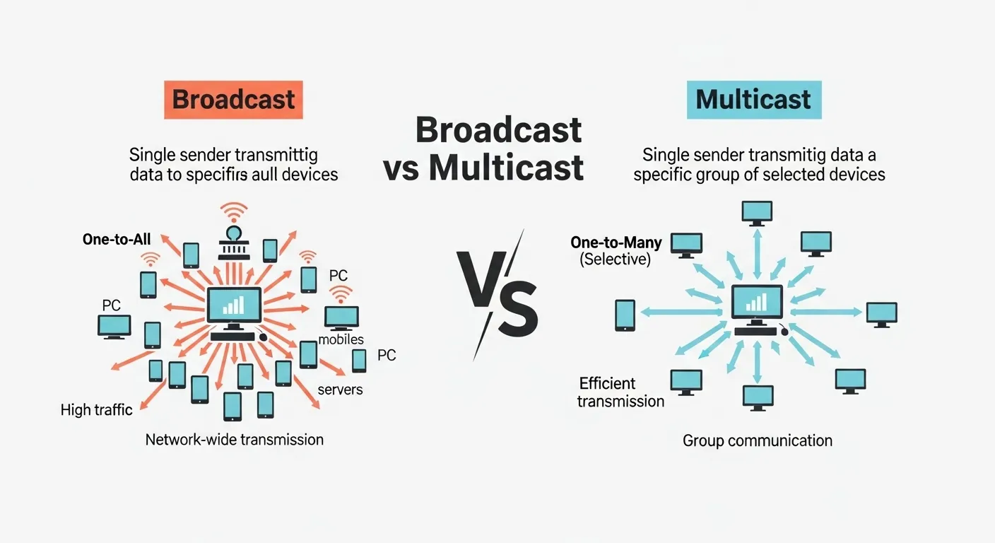 difference between broadcast and multicast