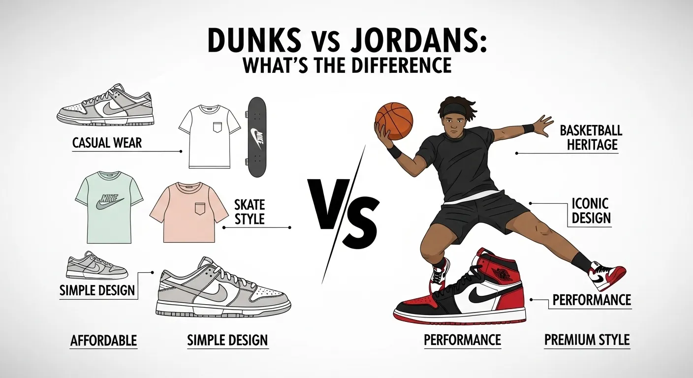 difference between dunks and jordans