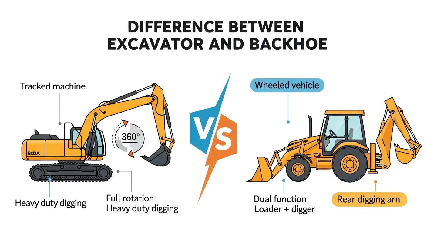 difference between excavator and backhoe