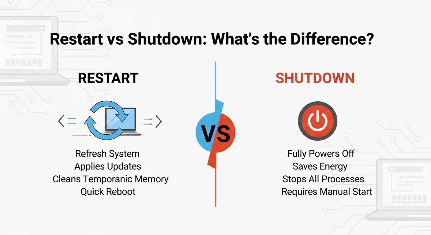 difference between restart and shutdown