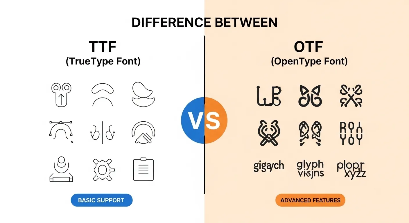 difference between ttf and otf
