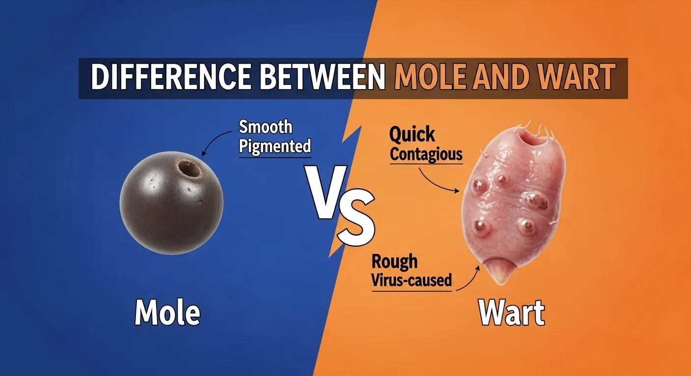 difference between mole and wart