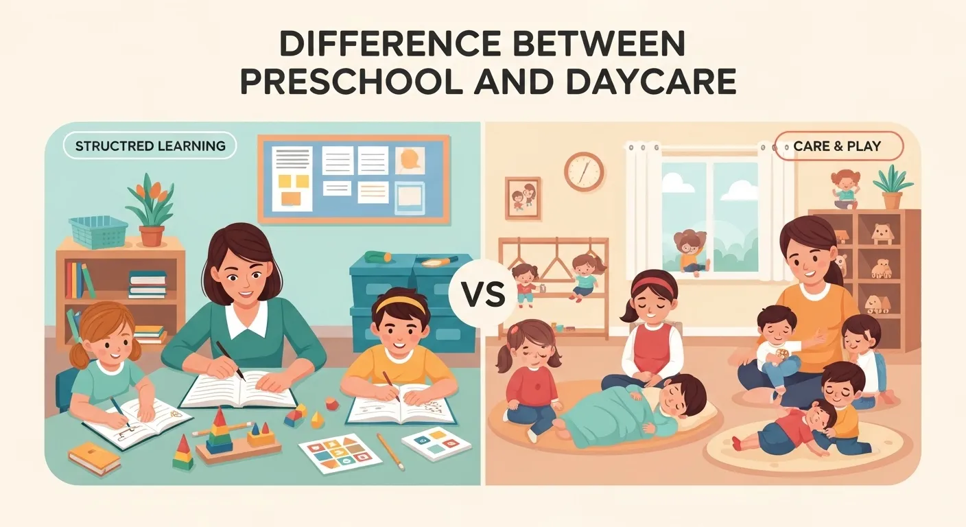 difference between preschool and daycare