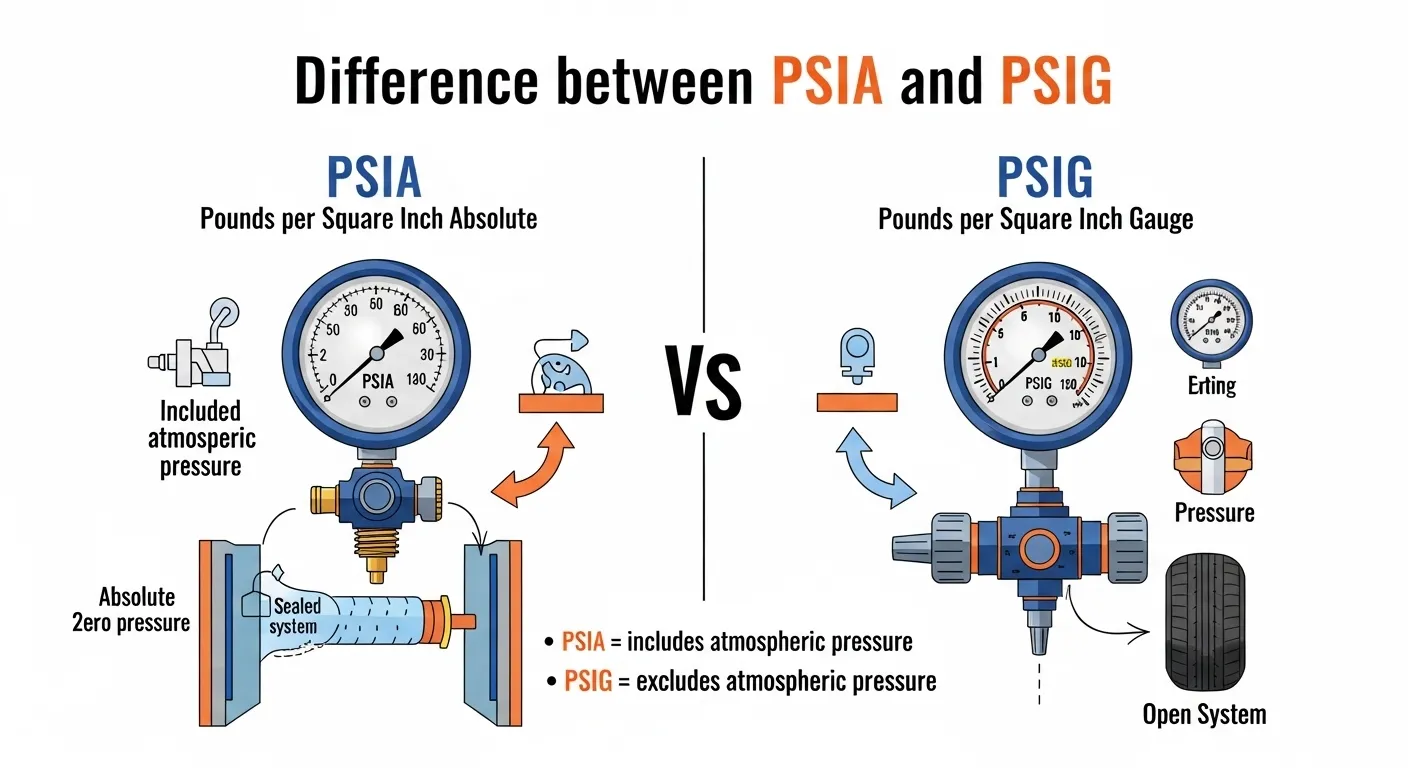 difference between psia and psig