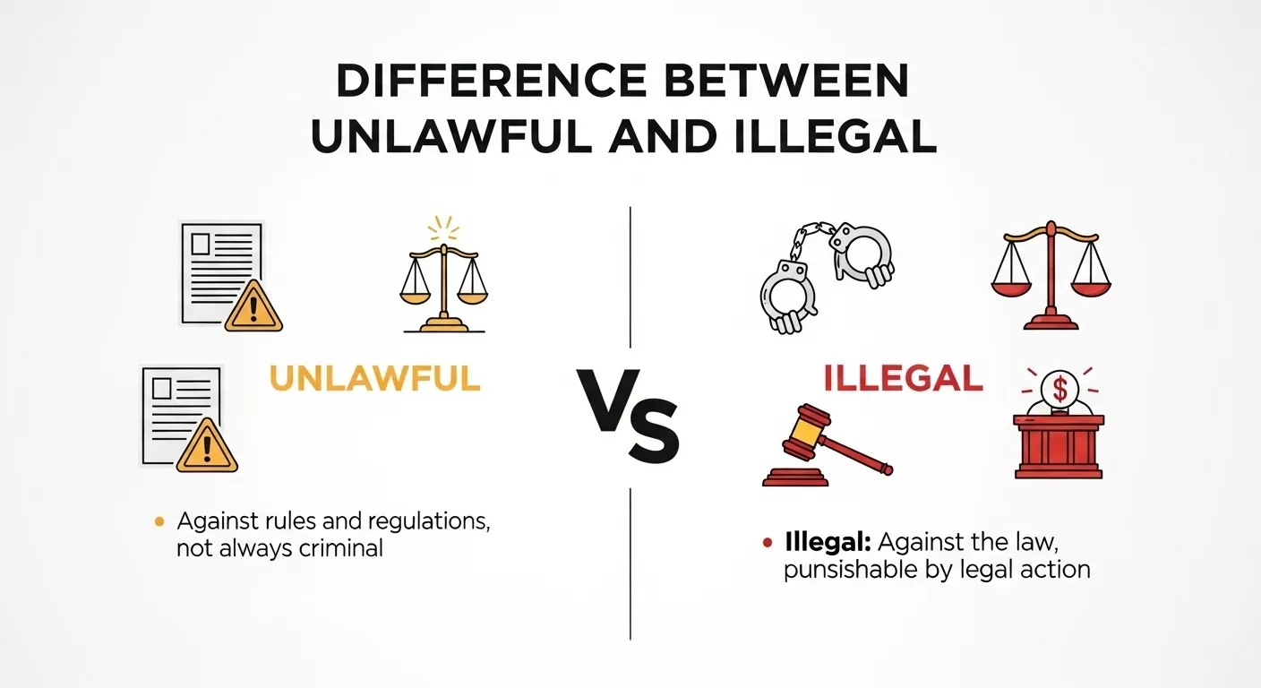 difference between unlawful and illegal