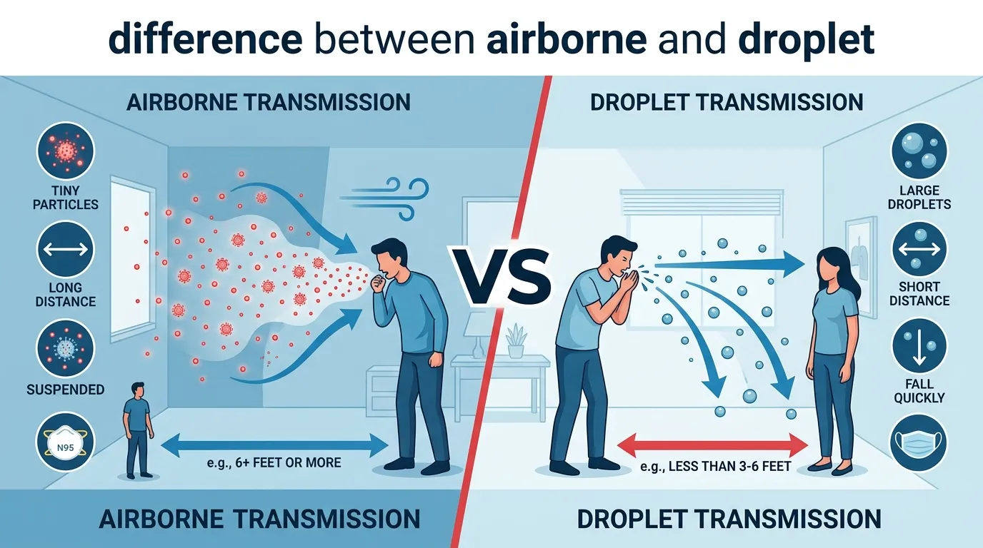 difference between airborne and droplet