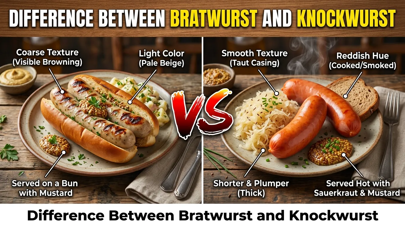 difference between bratwurst and knockwurst
